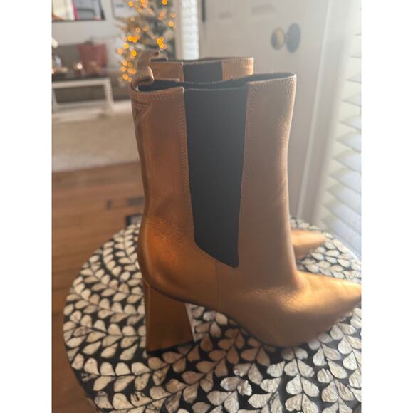 Marc Fisher Kylynn Gold Leather Chelsea Booties - Picture 10 of 12
